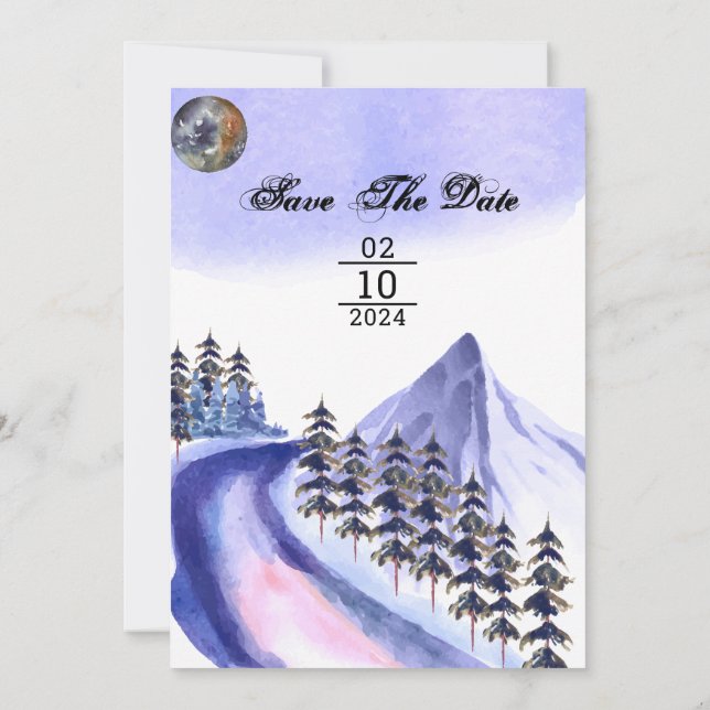 Invitation Mariage d'hiver Modèle modifiable des arbres de mo (Dos)