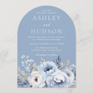 Invitation Mariage d'hiver moderne Floral bleu