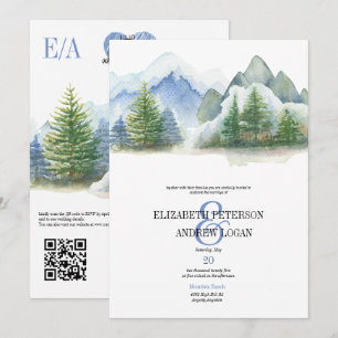 Invitation Mariage d'Hiver Montagnes Rustiques Code QR