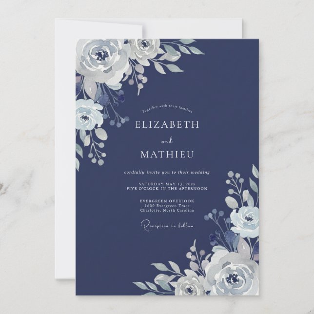 Invitation Mariage d'hiver naval brusque (Devant)