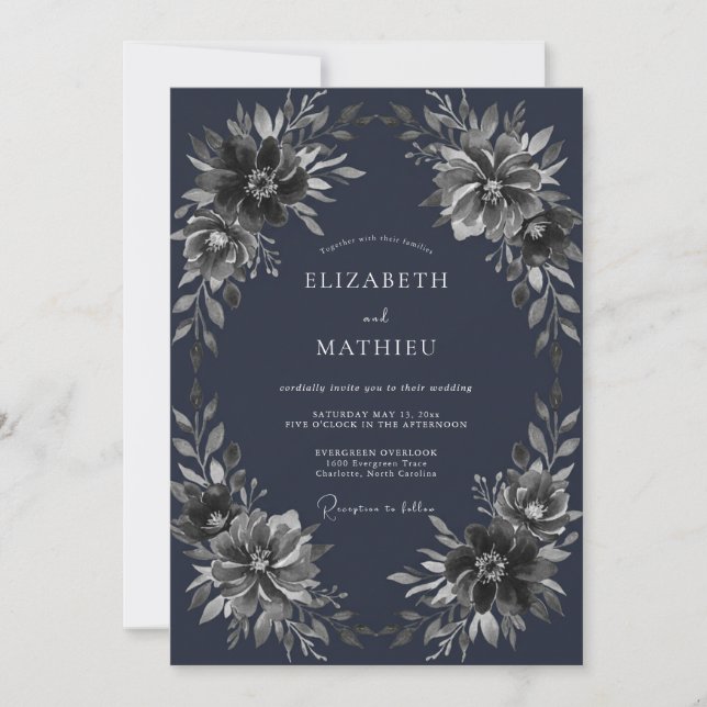 Invitation Mariage d'hiver naval maussade (Devant)