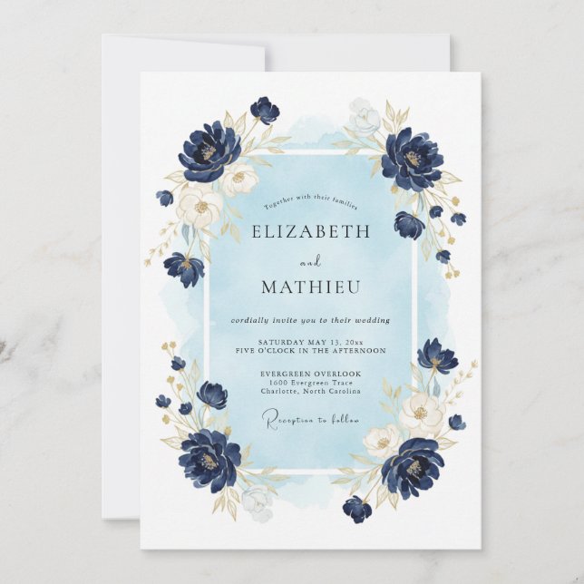 Invitation Mariage d'hiver naval orné (Devant)