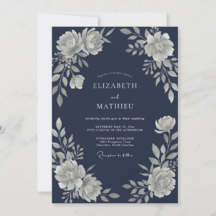 Invitation Mariage d'hiver naval scintillant