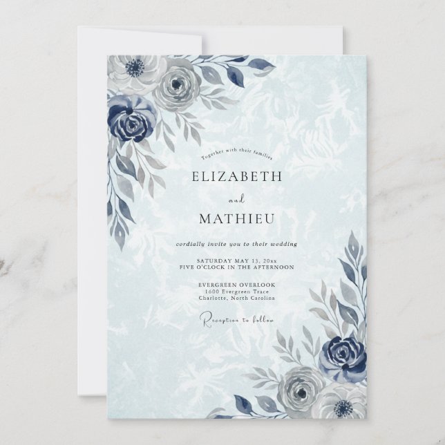 Invitation Mariage d'hiver naval solennel (Devant)