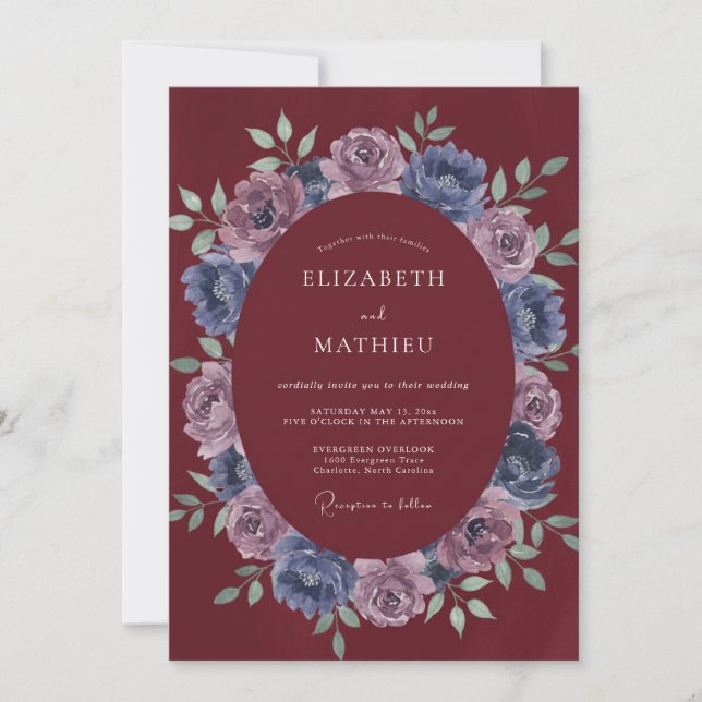 Invitation Mariage d'hiver noble de Bourgogne (Devant)