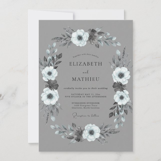 Invitation Mariage d'hiver Noble Étain (Devant)