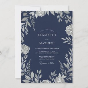 Invitation Mariage d'hiver noble marine