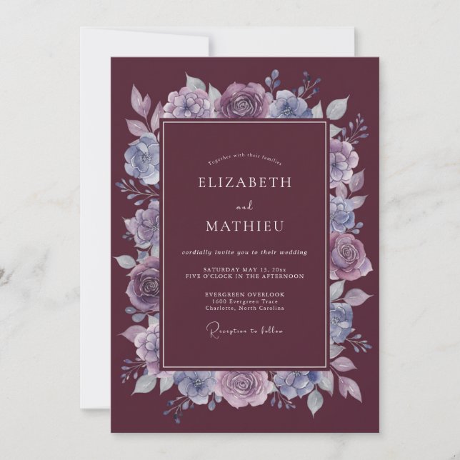 Invitation Mariage d'hiver opulent en Bourgogne (Devant)