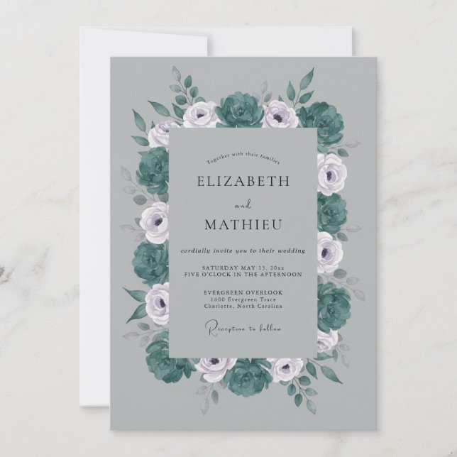 Invitation Mariage d'hiver Opulent Gris (Devant)