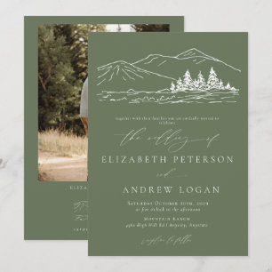 Invitation Mariage d'hiver Pinède Forêt Montagnes Rustiques