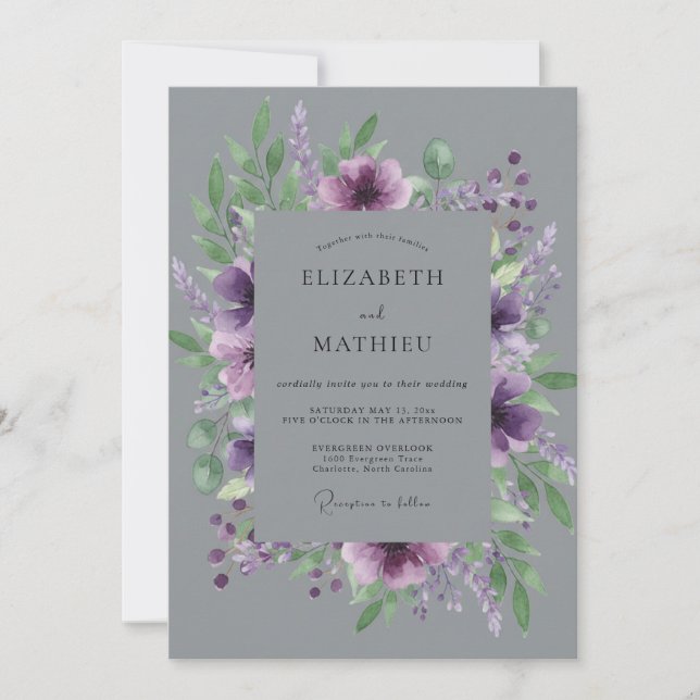 Invitation Mariage d'hiver plumetique peintre (Devant)