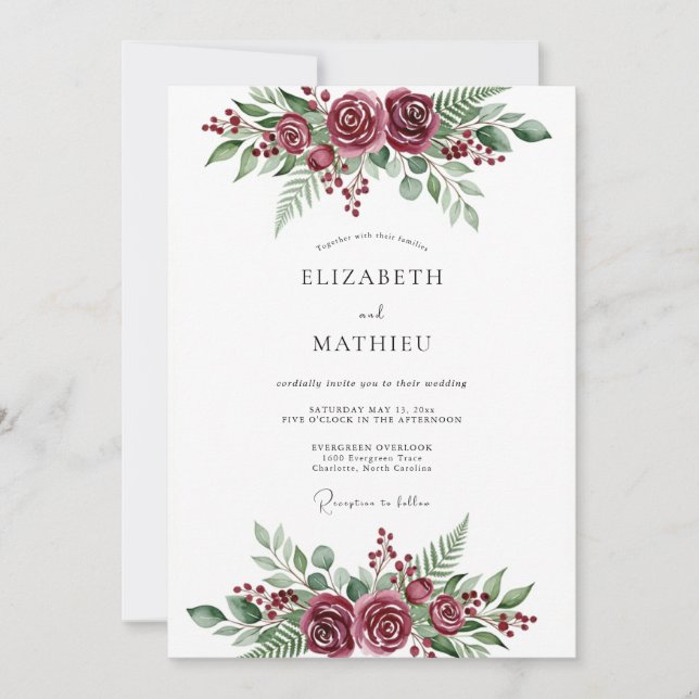 Invitation Mariage d'hiver poétique en Bourgogne (Devant)