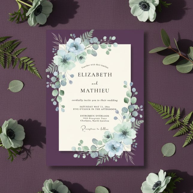 Invitation Mariage d'hiver prune régale (Créateur téléchargé)