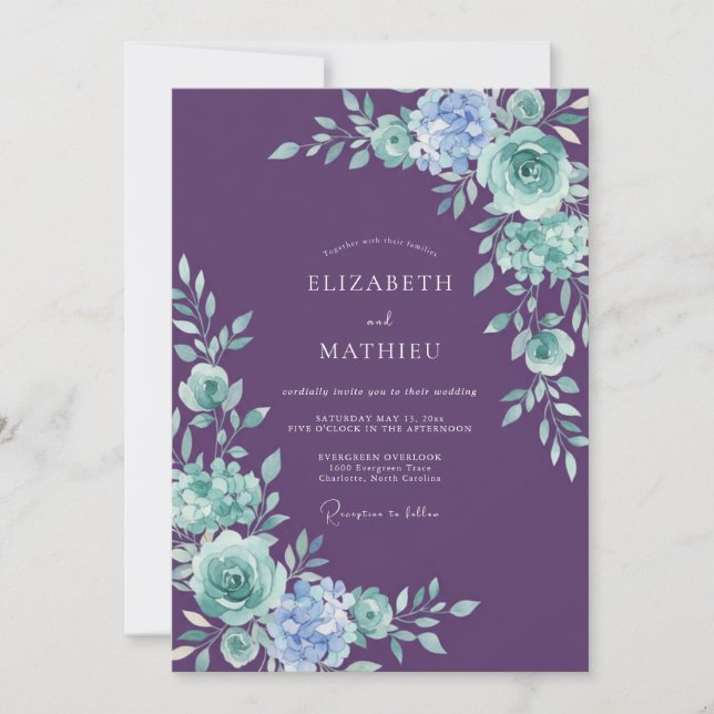 Invitation Mariage d'hiver radieux violet (Devant)