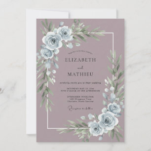Invitation Mariage d'hiver raffiné Mauve poussiéreux