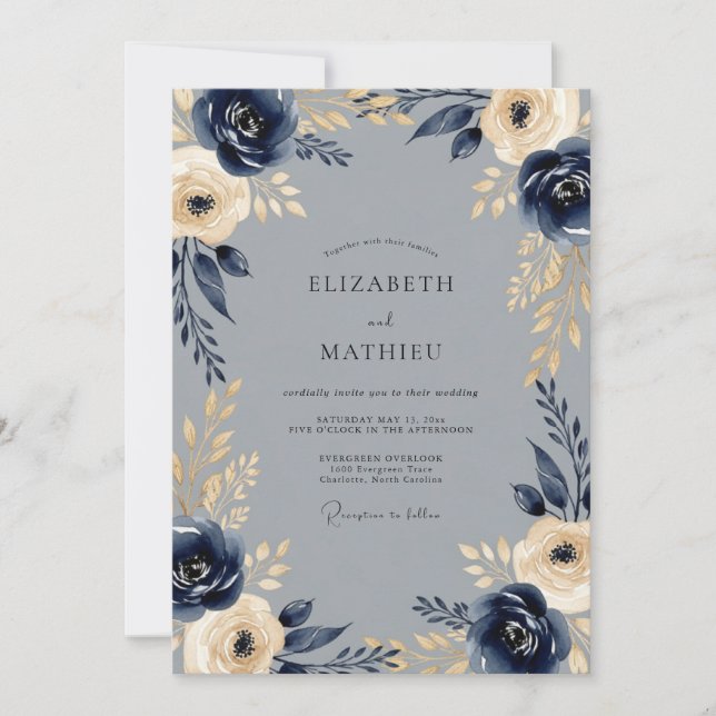 Invitation Mariage d'hiver régale de la marine (Devant)