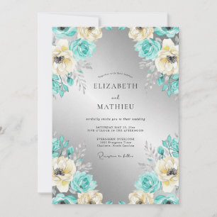 Invitation Mariage d'hiver régale sarcelle