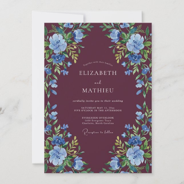 Invitation Mariage d'Hiver Resplendissant au Plum (Devant)