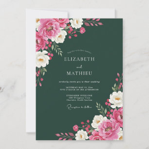 Invitation Mariage d'hiver resplendissant vert chasseur