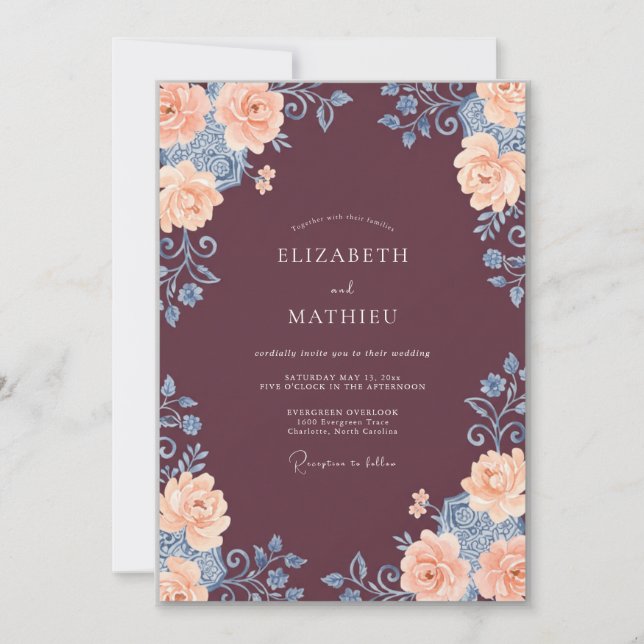 Invitation Mariage d'hiver romantique en Bourgogne (Devant)