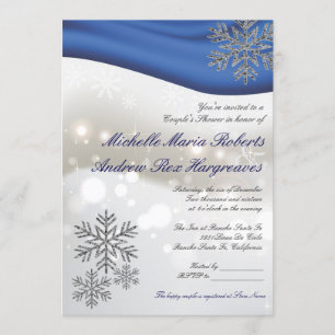 Invitation Mariage d'hiver Royal Blue Silver Couple Shower