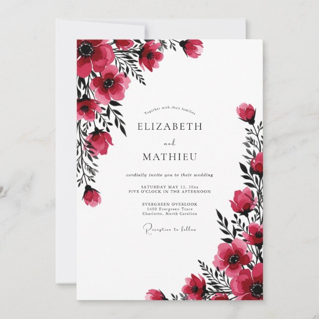 Invitation Mariage d'hiver Ruby Bold (Devant)