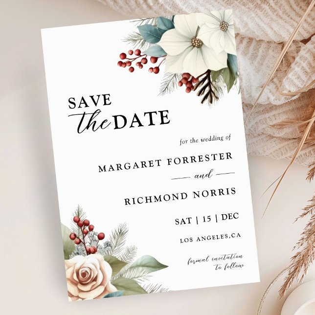 Invitation Mariage d'hiver rustique bleu bleu-bleu floral (Créateur téléchargé)