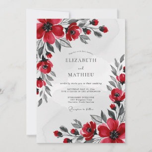 Invitation Mariage d'hiver saisissant rouge