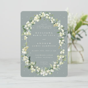 Invitation Mariage d'hiver Seafoam Green Snowberry+Eucalyptus