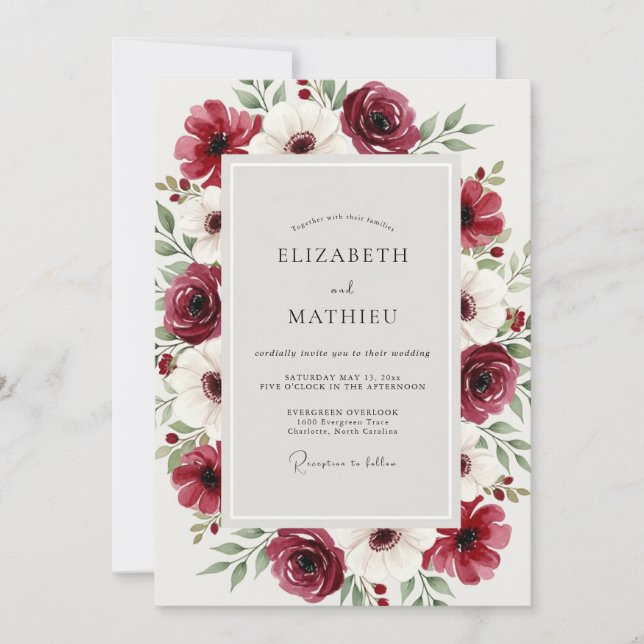 Invitation Mariage d'hiver séduisant en Bourgogne (Devant)