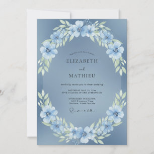 Invitation Mariage d'hiver serein bleu acier