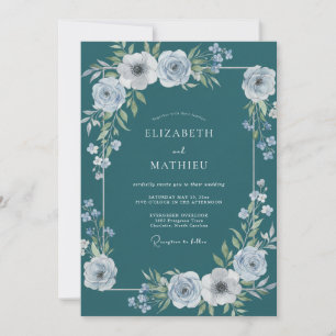 Invitation Mariage d'hiver serein sarcelle