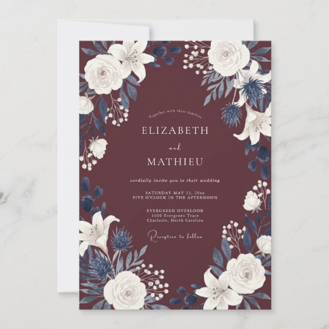 Invitation Mariage d'hiver somptueux en Bourgogne (Devant)