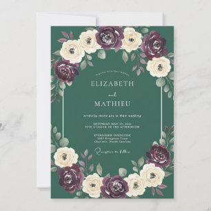 Invitation Mariage d'hiver somptueux vert émeraude