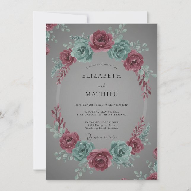 Invitation Mariage d'hiver sophistiqué Rose Poussiéreuse (Devant)
