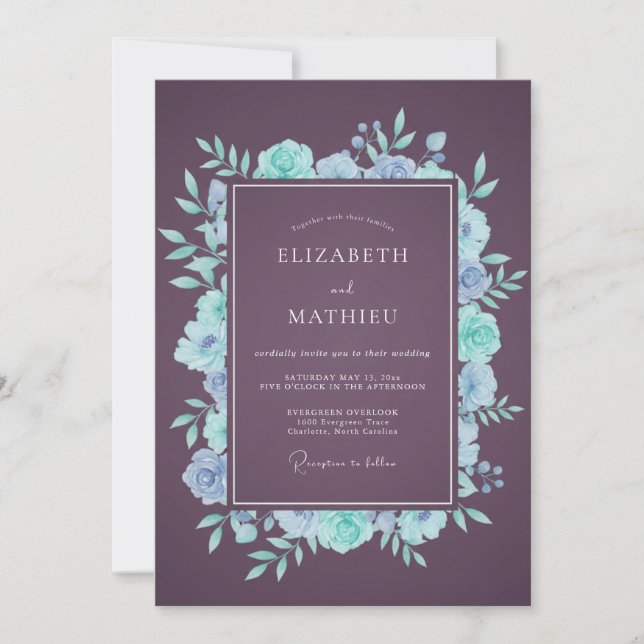 Invitation Mariage d'hiver tranquille au plum (Devant)