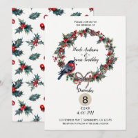 Mariage d'hiver Vacances Noël Houx Baie Oiseau