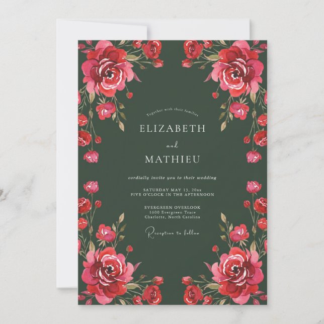 Invitation Mariage d'hiver vert foncé et sombre (Devant)