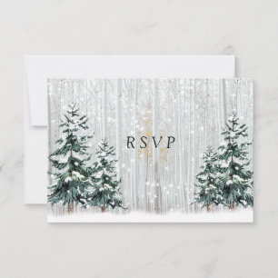 Invitation Mariage d'hiver White Birch Forest Pine Trees