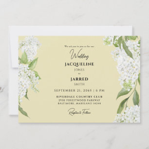 Invitation Mariage d'Hydrangées blanches jaunes