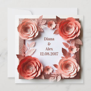 Invitation 💎 Mariage Diamant Floral Rose 💎