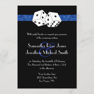 Invitation Mariage Dice Royal Blue Faux Parties scintillant L