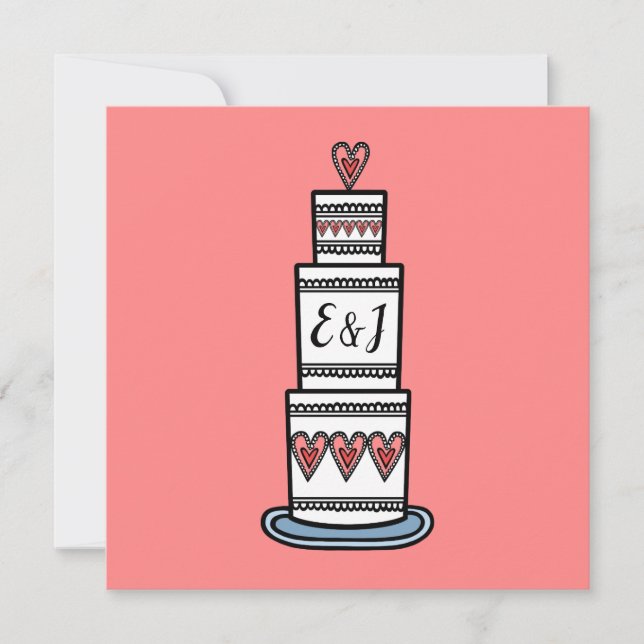 Invitation Mariage d'illustration de gâteau Mariage personnal (Devant)