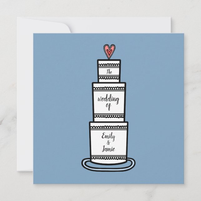 Invitation Mariage d'illustration de gâteau Mariage personnal (Devant)