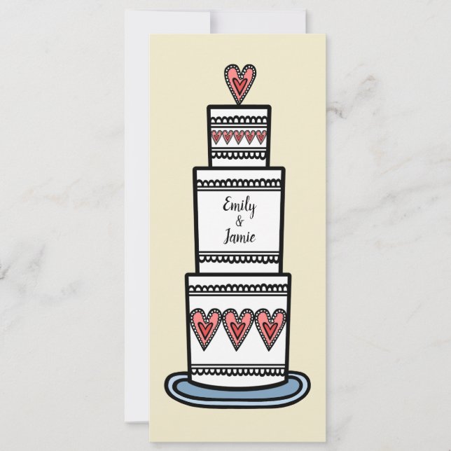Invitation Mariage d'illustration de gâteau Mariage personnal (Devant)
