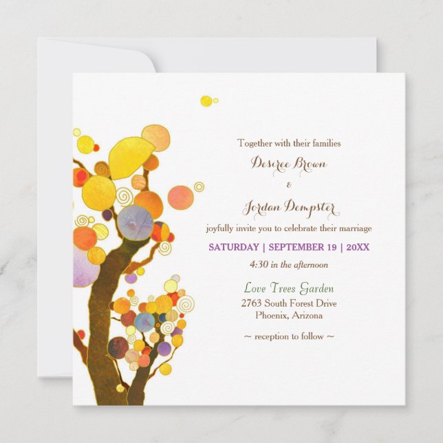 Invitation Mariage d'illustration de l'arbre lunaire (Devant)