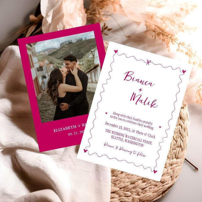 Invitation Mariage d'illustration manuscrit rose (Créateur téléchargé)