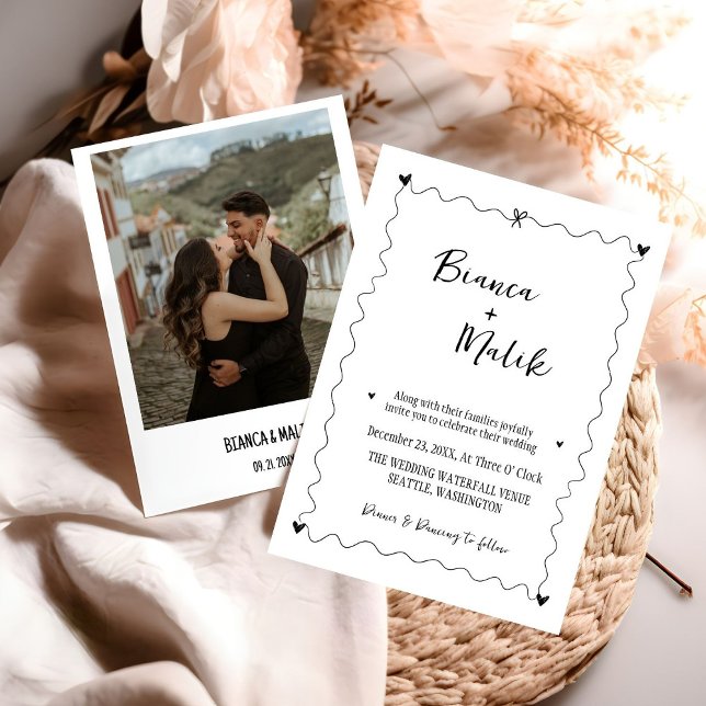 Invitation Mariage d'illustration noir Scribble dessiné à la  (Créateur téléchargé)