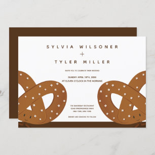 Invitation Mariage d'illustration Pretzels salés Brown blanc