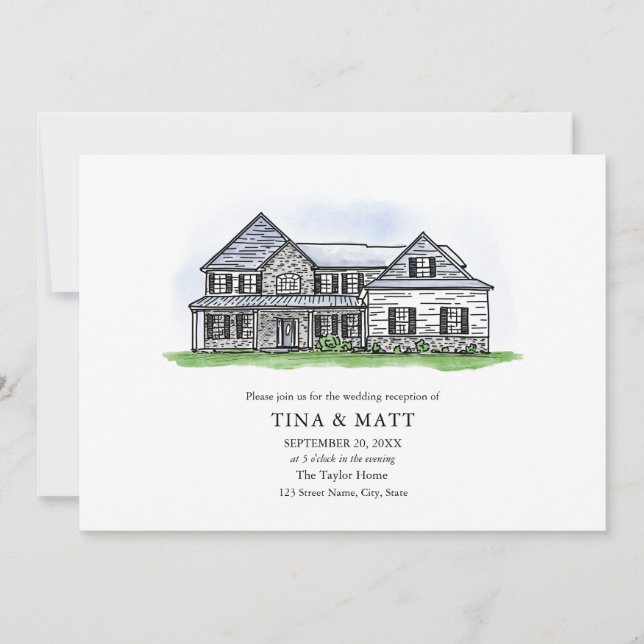 Invitation Mariage d'illustrations à main personnalisée (Devant)